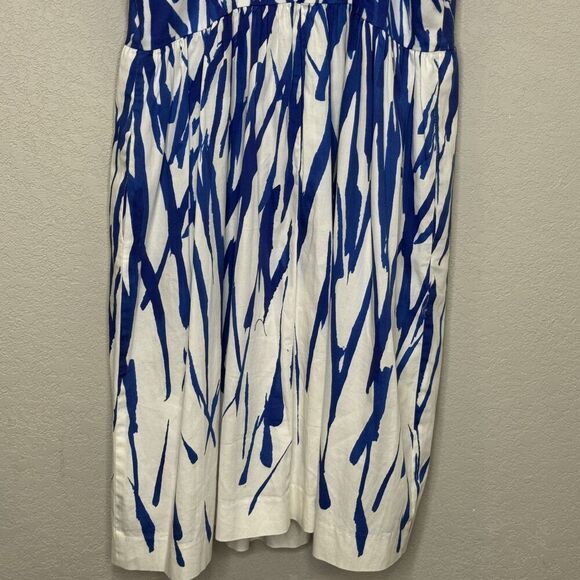 Milly Dress Isadora Size 10 Blue White Abstract Sleeveless Fit Flare Made USA - Picture 7 of 10